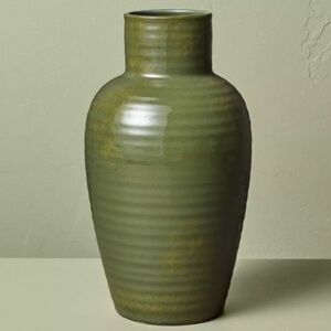 9" Ribbed Stoneware Bottle Vase Dark Green - Hearth & Hand with Magnolia